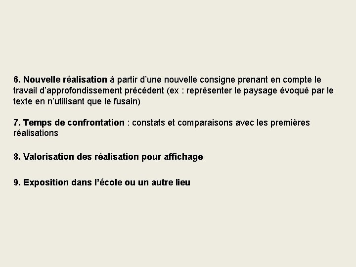 6. Nouvelle réalisation à partir d’une nouvelle consigne prenant en compte le travail d’approfondissement