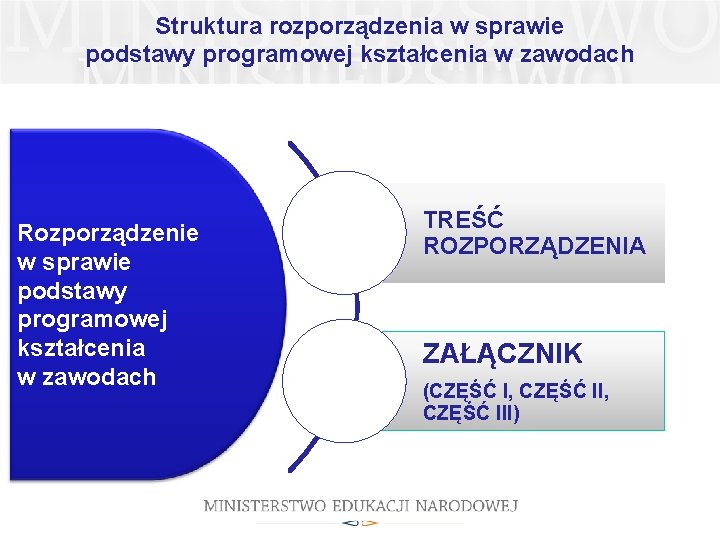 Struktura rozporządzenia w sprawie podstawy programowej kształcenia w zawodach Rozporządzenie w sprawie podstawy programowej