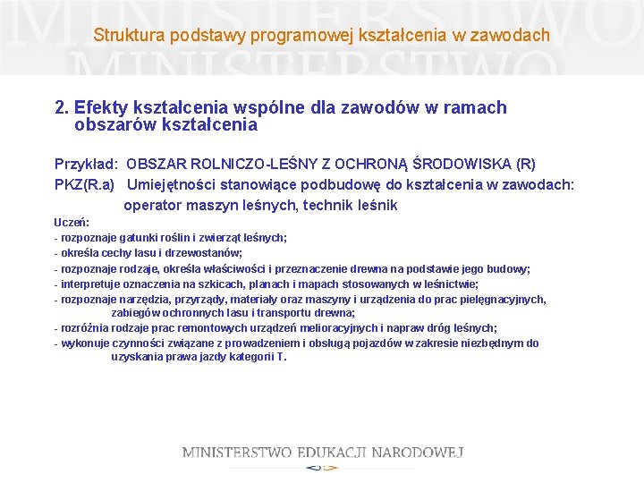 Struktura podstawy programowej kształcenia w zawodach 2. Efekty kształcenia wspólne dla zawodów w ramach