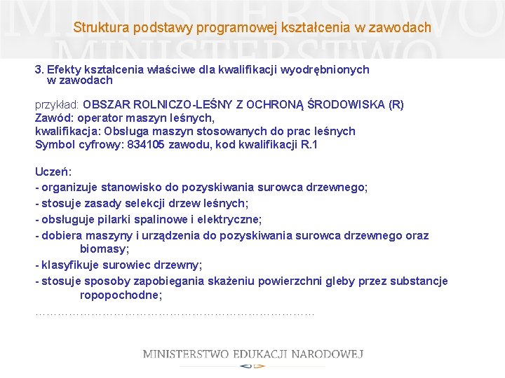 Struktura podstawy programowej kształcenia w zawodach 3. Efekty kształcenia właściwe dla kwalifikacji wyodrębnionych w