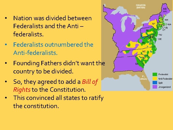 • Nation was divided between Federalists and the Anti – federalists. • Federalists • Nation was divided between Federalists and the Anti – federalists. • Federalists