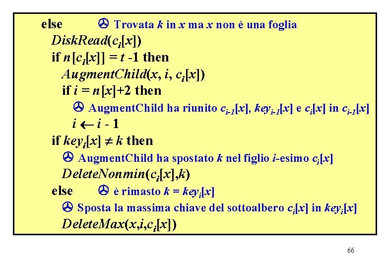 else Trovata k in x ma x non è una foglia Disk. Read(ci[x]) if