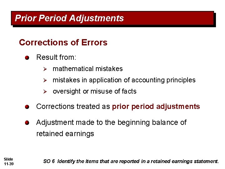 Prior Period Adjustments Corrections of Errors Result from: Ø mathematical mistakes Ø mistakes in Prior Period Adjustments Corrections of Errors Result from: Ø mathematical mistakes Ø mistakes in