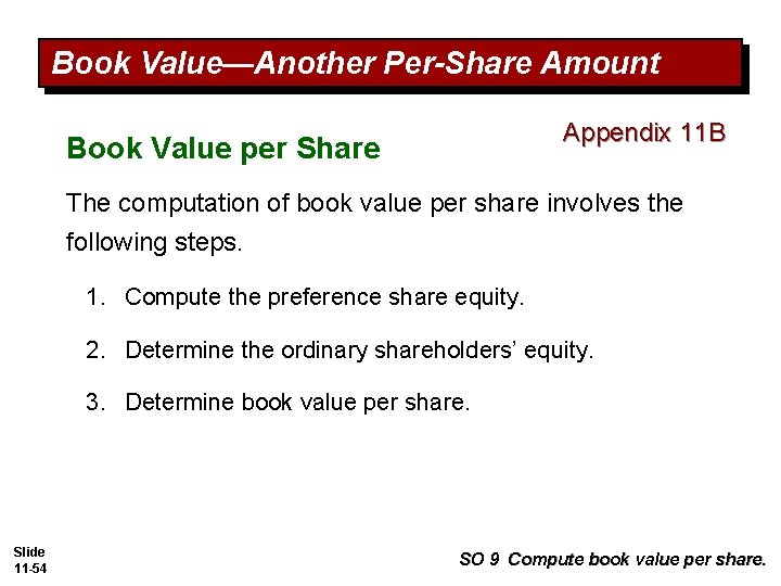 Book Value—Another Per-Share Amount Appendix 11 B Book Value per Share The computation of Book Value—Another Per-Share Amount Appendix 11 B Book Value per Share The computation of