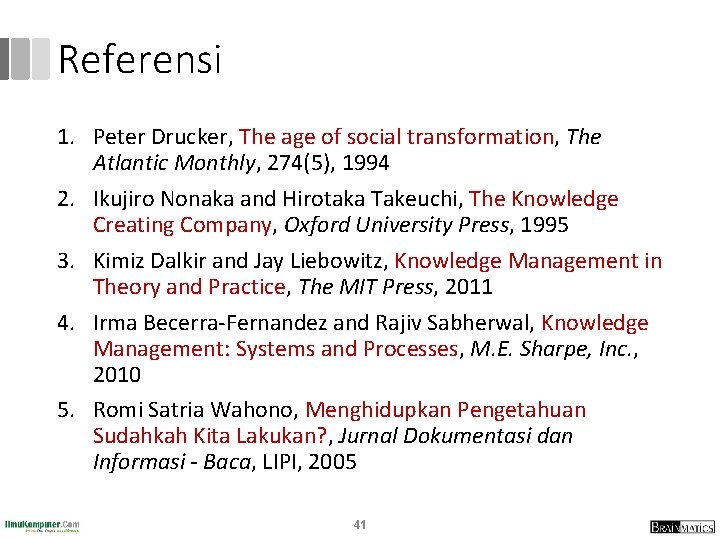 Referensi 1. Peter Drucker, The age of social transformation, The Atlantic Monthly, 274(5), 1994