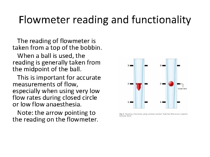 Flowmeter reading and functionality The reading of flowmeter is taken from a top of