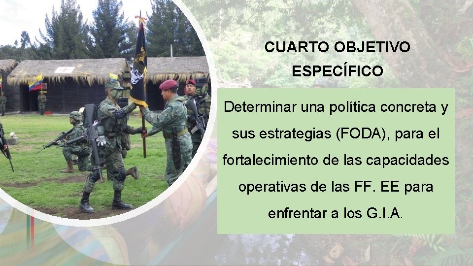 CUARTO OBJETIVO ESPECÍFICO Determinar una política concreta y sus estrategias (FODA), para el fortalecimiento
