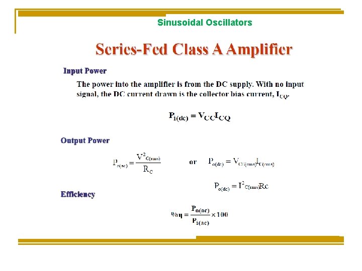 Sinusoidal Oscillators 