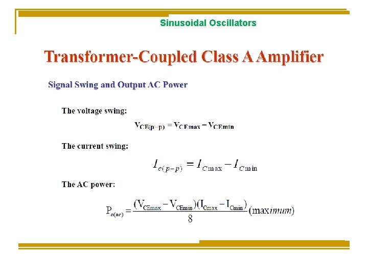 Sinusoidal Oscillators 