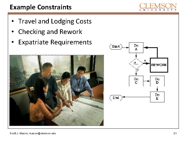 Example Constraints • Travel and Lodging Costs • Checking and Rework • Expatriate Requirements