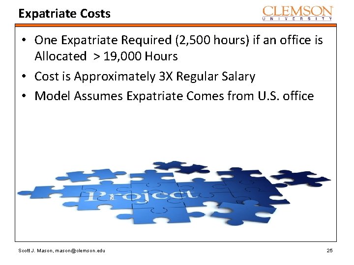 Expatriate Costs • One Expatriate Required (2, 500 hours) if an office is Allocated