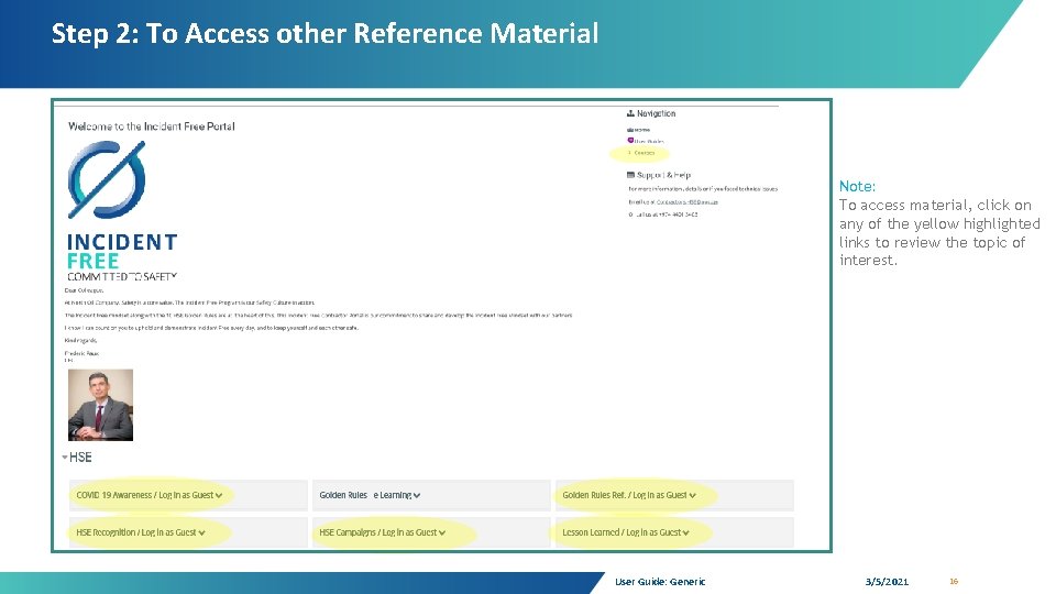 Step 2: To Access other Reference Material Note: To access material, click on any