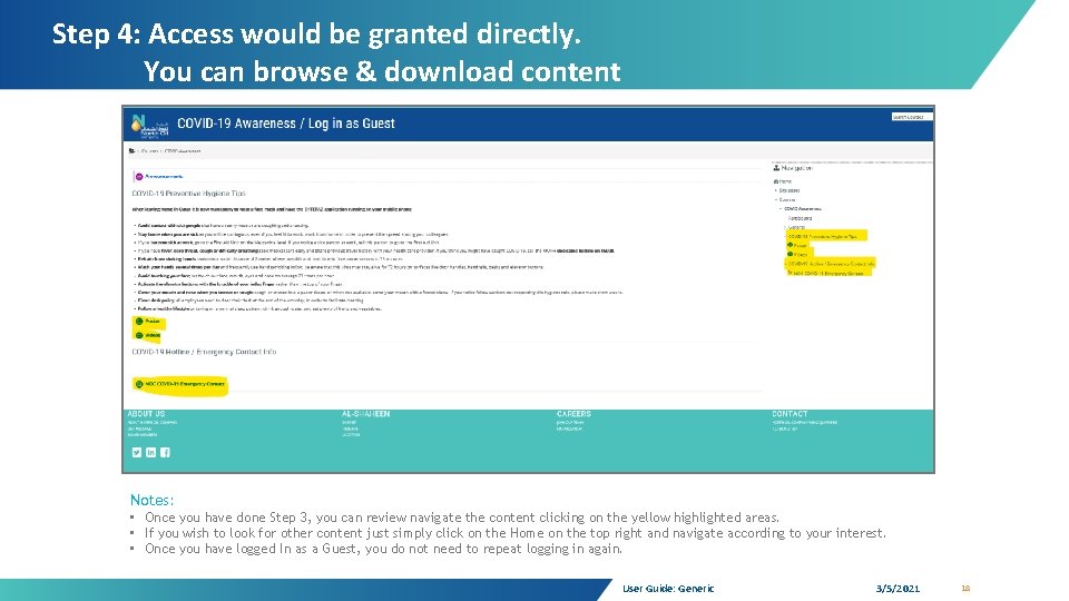 Step 4: Access would be granted directly. You can browse & download content Notes: