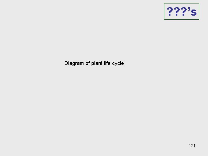 ? ? ? ’s Diagram of plant life cycle 121 