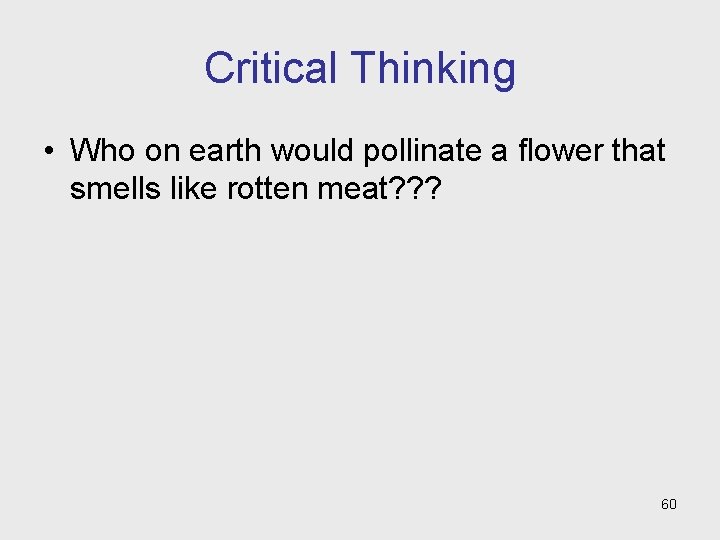 Critical Thinking • Who on earth would pollinate a flower that smells like rotten