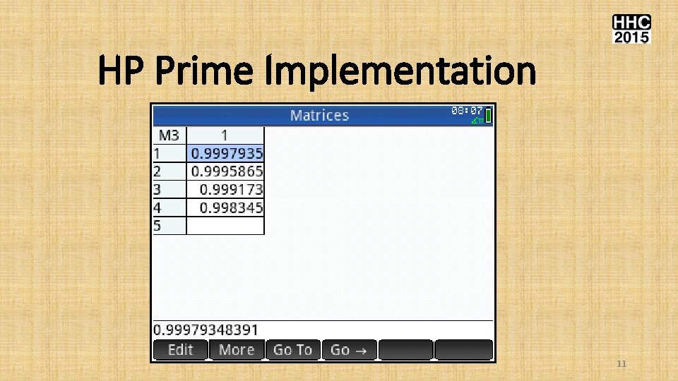 HP Prime Implementation 11 
