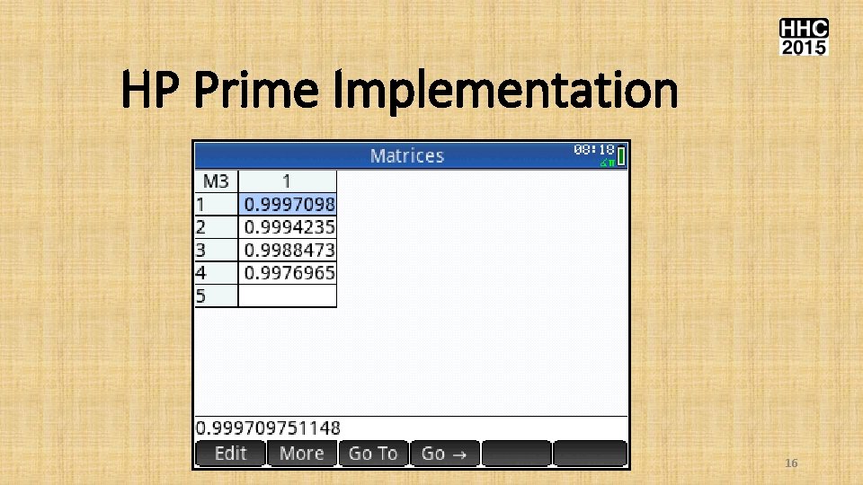 HP Prime Implementation 16 