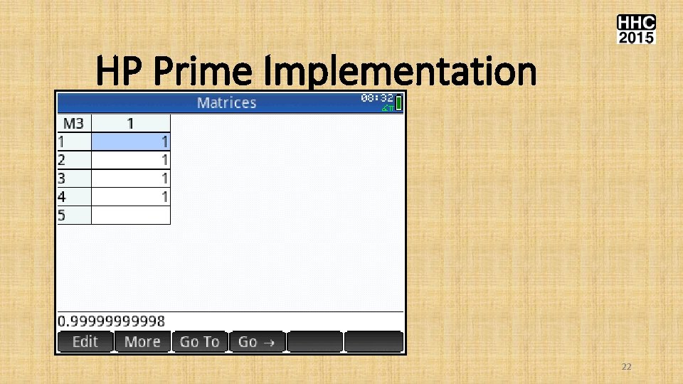 HP Prime Implementation 22 