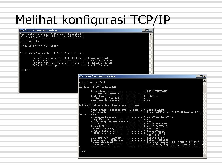 Melihat konfigurasi TCP/IP 