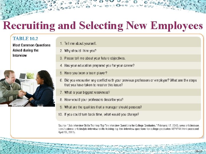 Recruiting and Selecting New Employees 10 -15 Recruiting and Selecting New Employees 10 -15