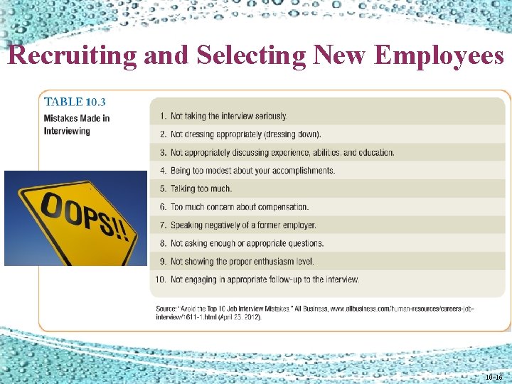 Recruiting and Selecting New Employees 10 -16 Recruiting and Selecting New Employees 10 -16