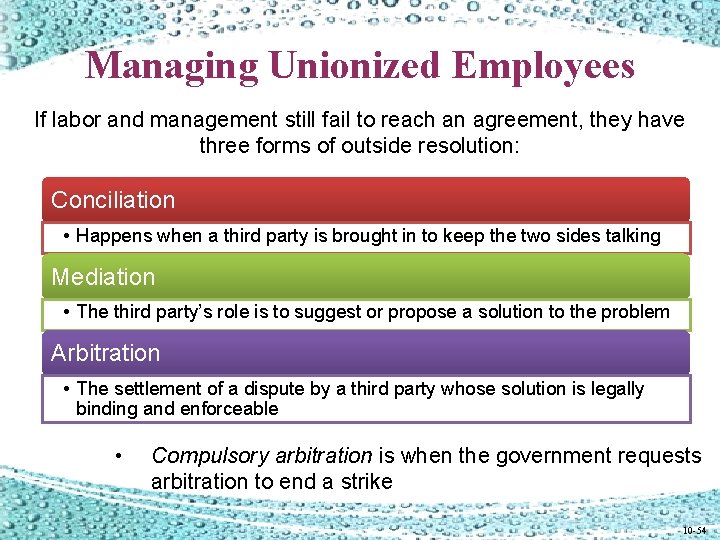 Managing Unionized Employees If labor and management still fail to reach an agreement, they Managing Unionized Employees If labor and management still fail to reach an agreement, they