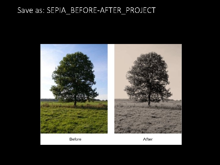 Save as: SEPIA_BEFORE-AFTER_PROJECT 