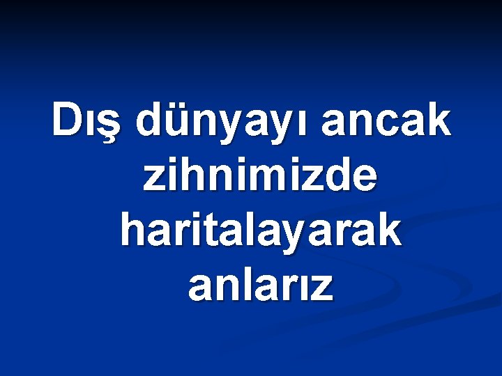 Dış dünyayı ancak zihnimizde haritalayarak anlarız 