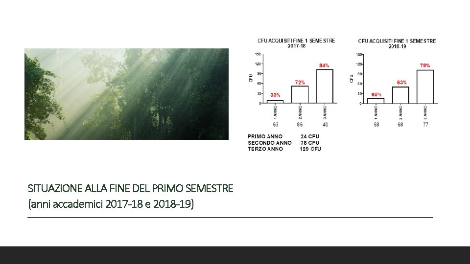 SITUAZIONE ALLA FINE DEL PRIMO SEMESTRE (anni accademici 2017 -18 e 2018 -19) 