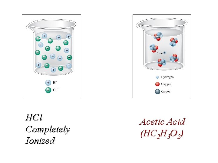 HCl Completely Ionized Acetic Acid (HC 2 H 3 O 2) 