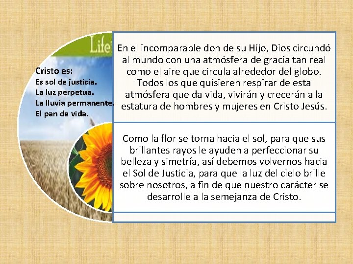 En el incomparable don de su Hijo, Dios circundó al mundo con una atmósfera En el incomparable don de su Hijo, Dios circundó al mundo con una atmósfera