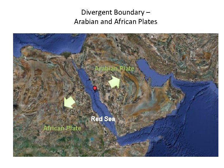 Divergent Boundary – Arabian and African Plates Arabian Plate Red Sea African Plate 