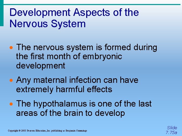 Development Aspects of the Nervous System · The nervous system is formed during the