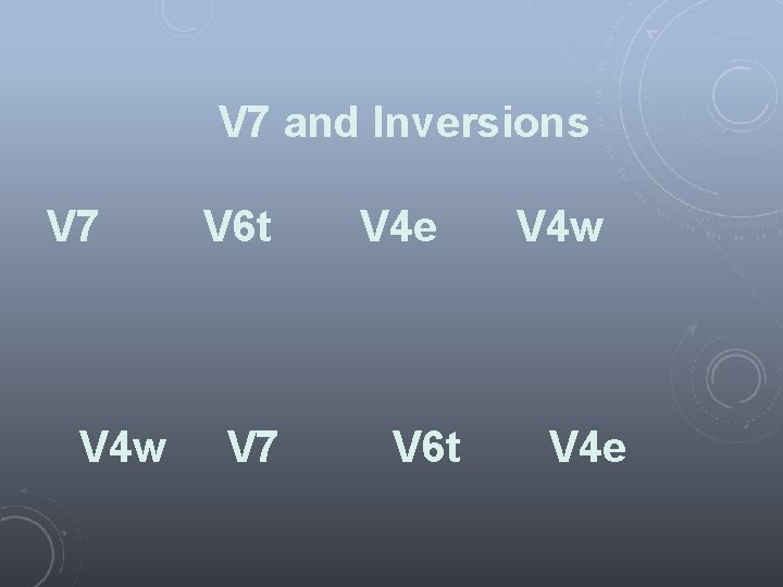 V 7 and Inversions V 7 V 4 w V 6 t V 7