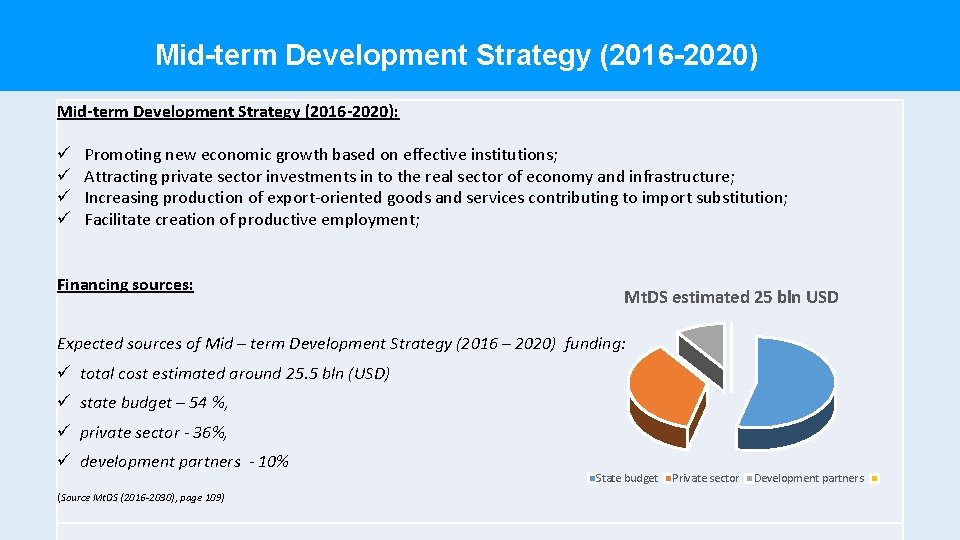 Mid-term Development Strategy (2016 -2020): ü ü Promoting new economic growth based on effective