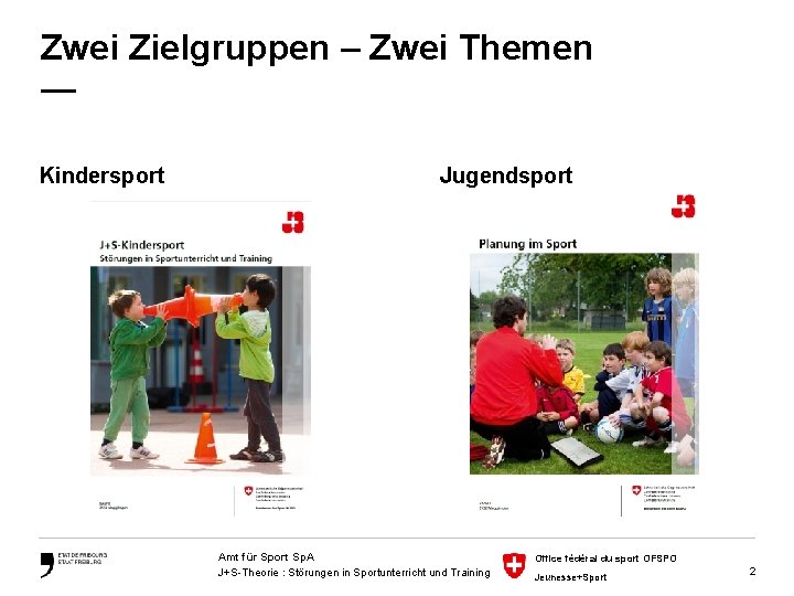 Zwei Zielgruppen – Zwei Themen — Kindersport Jugendsport Amt für Sport Sp. A J+S-Theorie