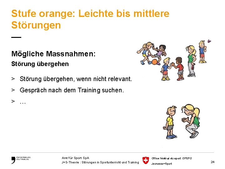 Stufe orange: Leichte bis mittlere Störungen — Mögliche Massnahmen: Störung übergehen > Störung übergehen,