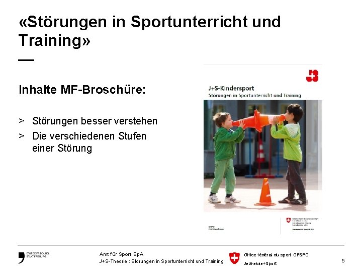  «Störungen in Sportunterricht und Training» — Inhalte MF-Broschüre: > Störungen besser verstehen >