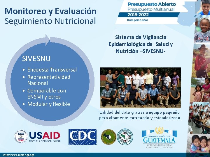 Monitoreo y Evaluación Seguimiento Nutricional SIVESNU Sistema de Vigilancia Epidemiológica de Salud y Nutrición