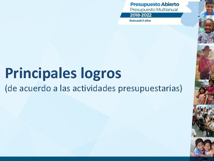 Principales logros (de acuerdo a las actividades presupuestarias) 