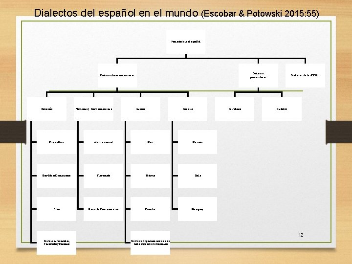 Dialectos del español en el mundo (Escobar & Potowski 2015: 55) Variedades del español