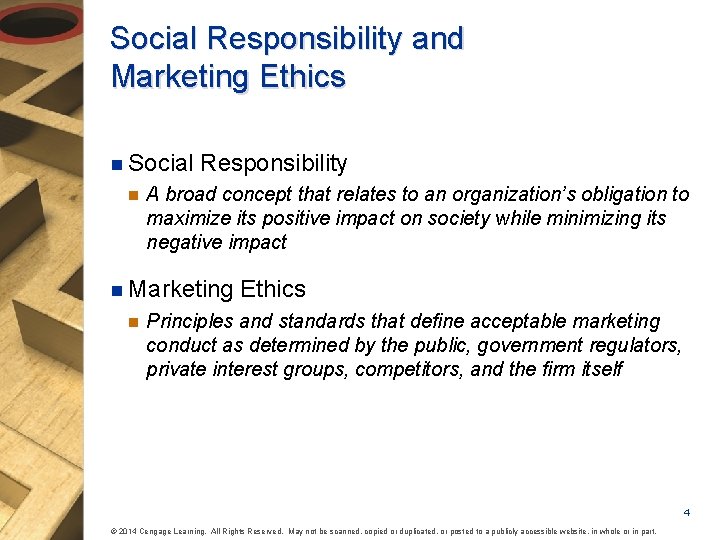 Social Responsibility and Marketing Ethics n Social n Responsibility A broad concept that relates