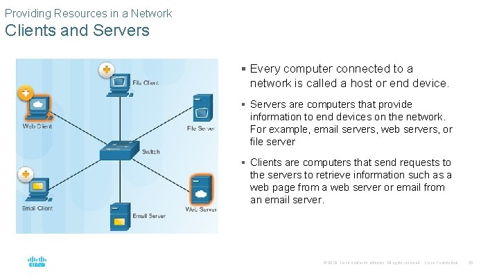 Providing Resources in a Network Clients and Servers § Every computer connected to a