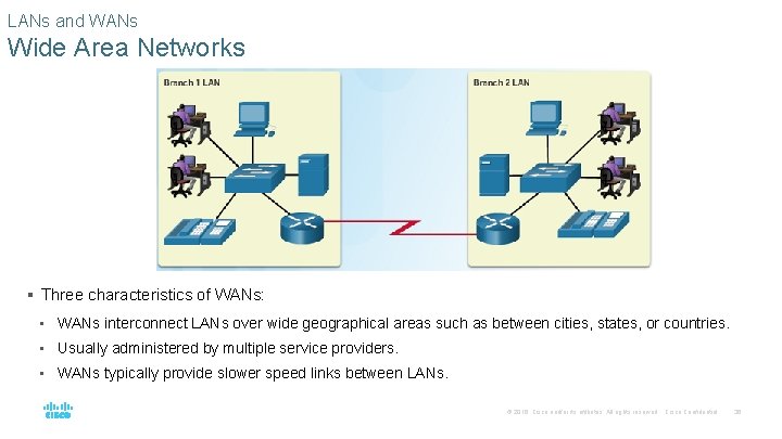 LANs and WANs Wide Area Networks § Three characteristics of WANs: • WANs interconnect