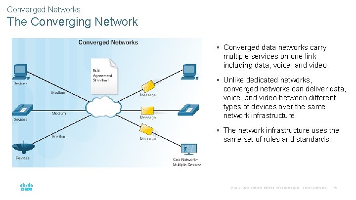 Converged Networks The Converging Network § Converged data networks carry multiple services on one