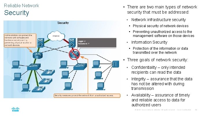 Reliable Network Security § There are two main types of network security that must