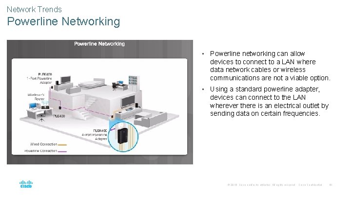 Network Trends Powerline Networking • Powerline networking can allow devices to connect to a