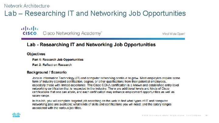 Network Architecture Lab – Researching IT and Networking Job Opportunities © 2016 Cisco and/or
