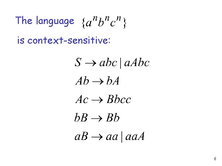 The language is context-sensitive: 6 