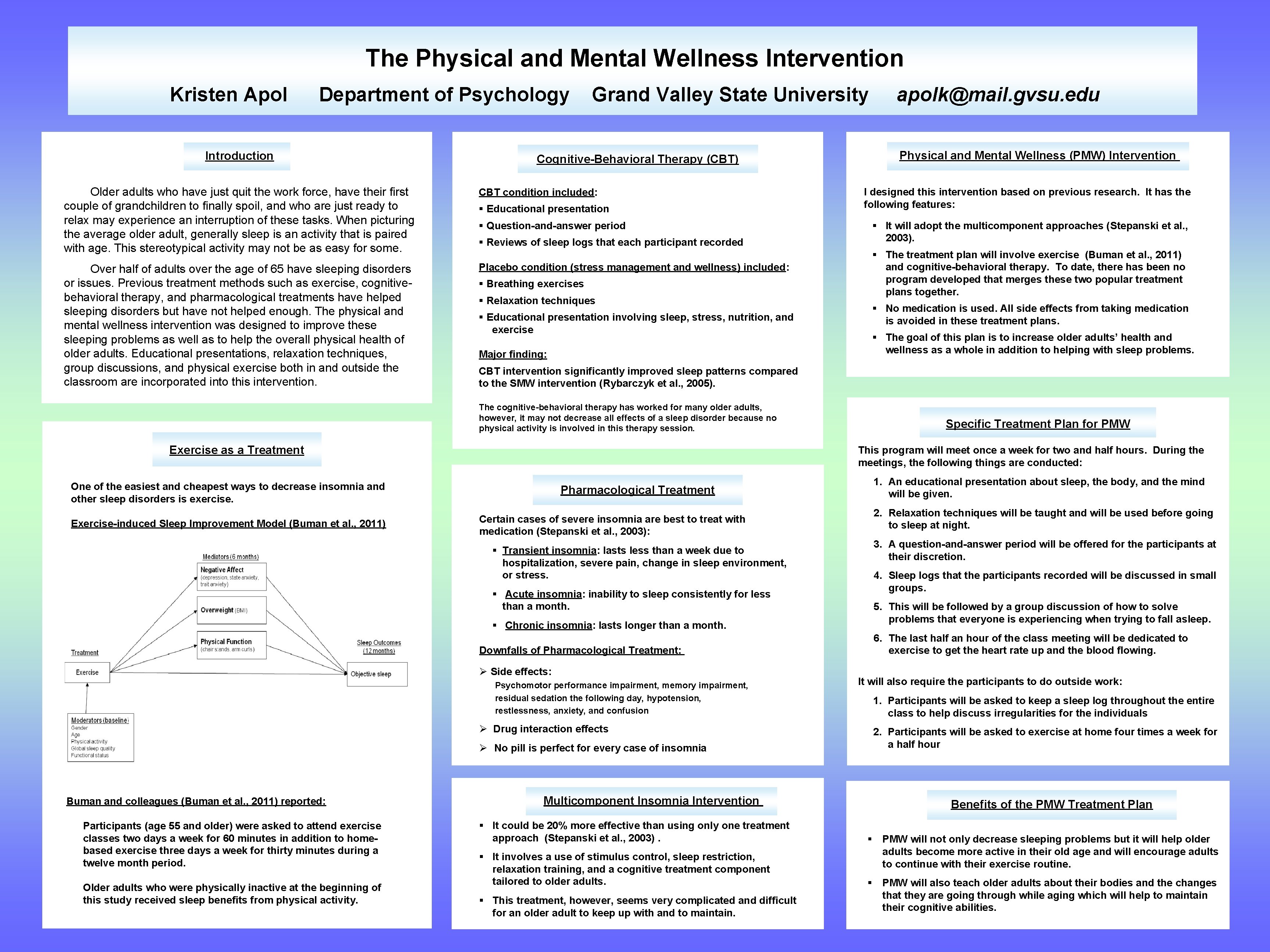 The Physical and Mental Wellness Intervention Kristen Apol Department of Psychology Introduction Grand Valley